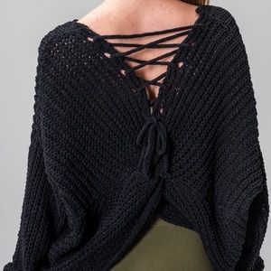 Tie Back Black Sweater
